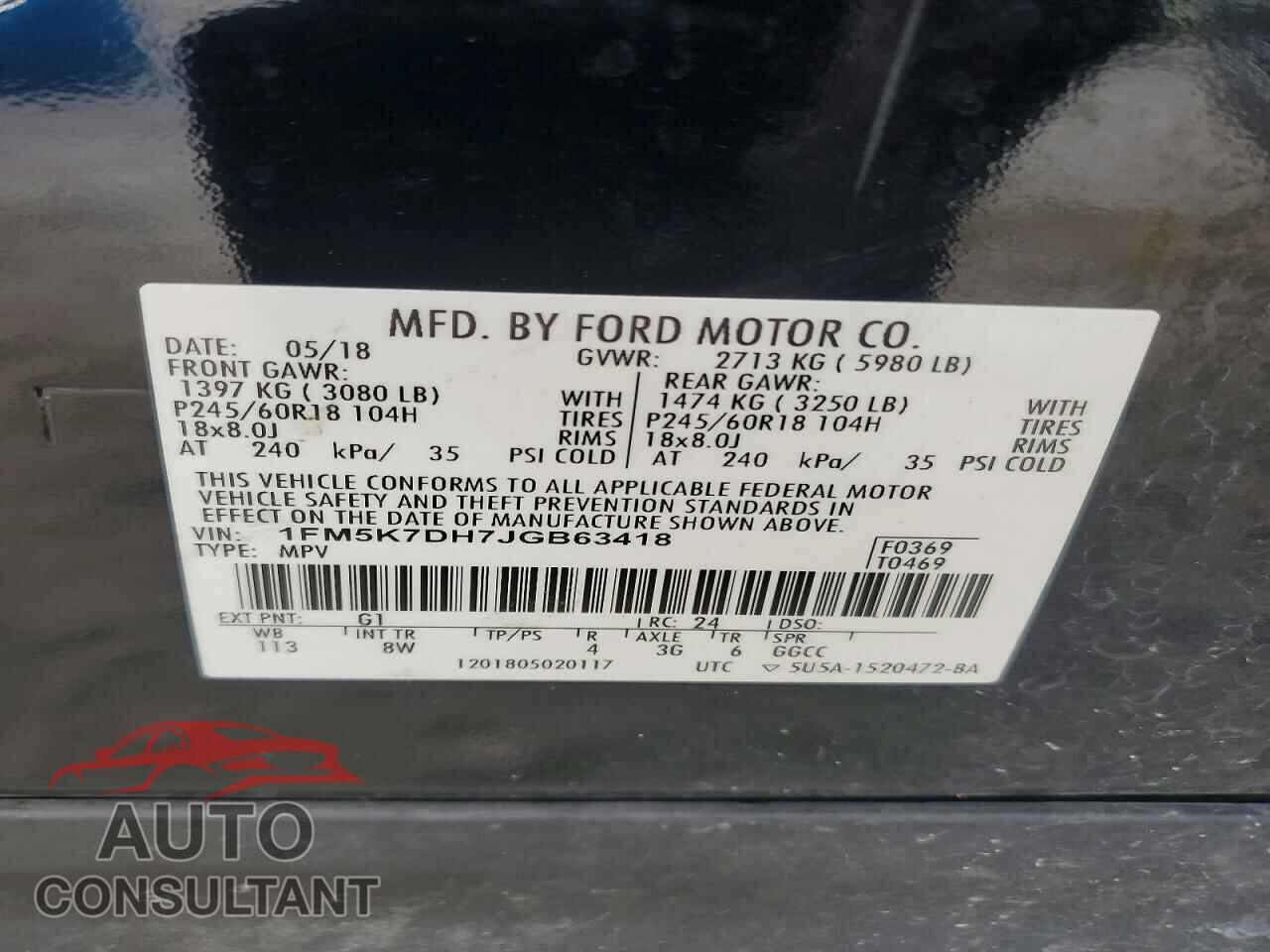 FORD EXPLORER 2018 - 1FM5K7DH7JGB63418