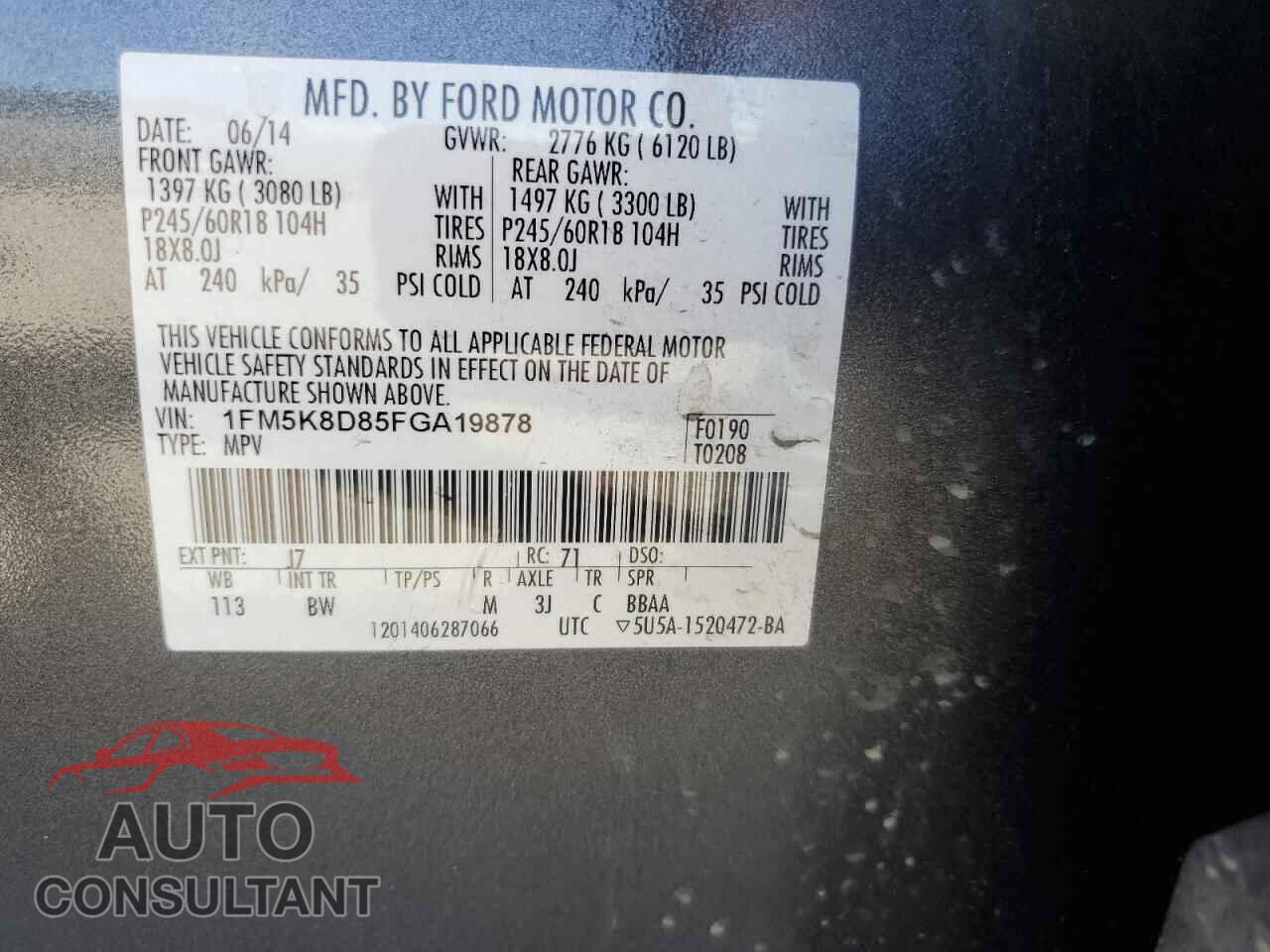 FORD EXPLORER 2015 - 1FM5K8D85FGA19878