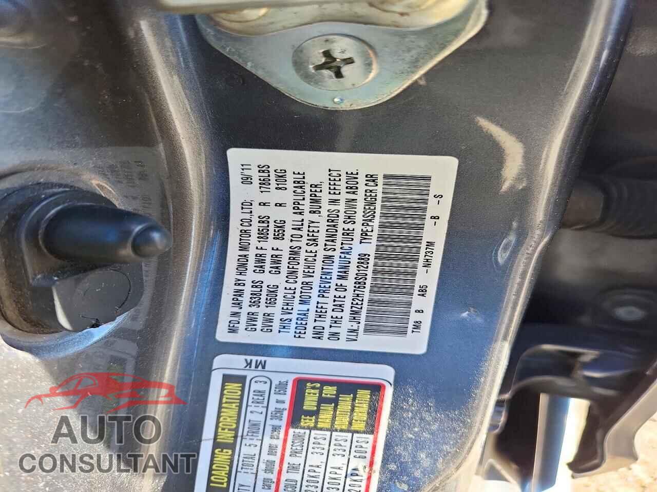 HONDA INSIGHT 2011 - JHMZE2H76BS012889