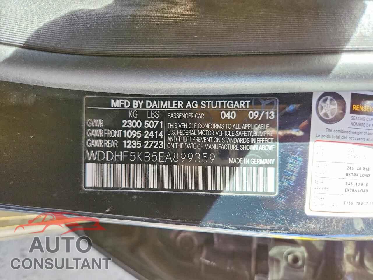 MERCEDES-BENZ E-CLASS 2014 - WDDHF5KB5EA899359