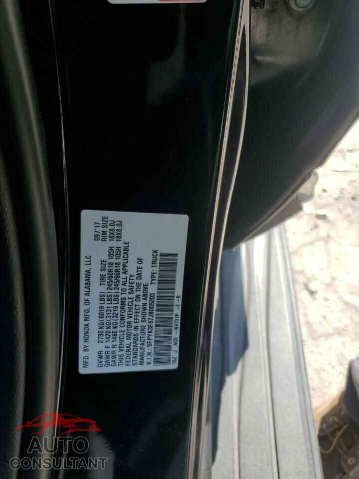 HONDA RIDGELINE 2018 - 5FPYK3F87JB005203