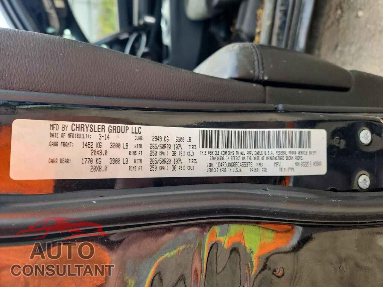 DODGE DURANGO 2014 - 1C4RDJAG6EC455373