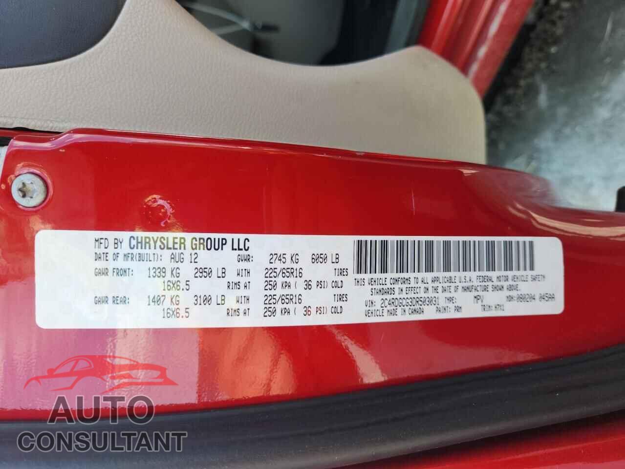 DODGE CARAVAN 2013 - 2C4RDGCG3DR503031