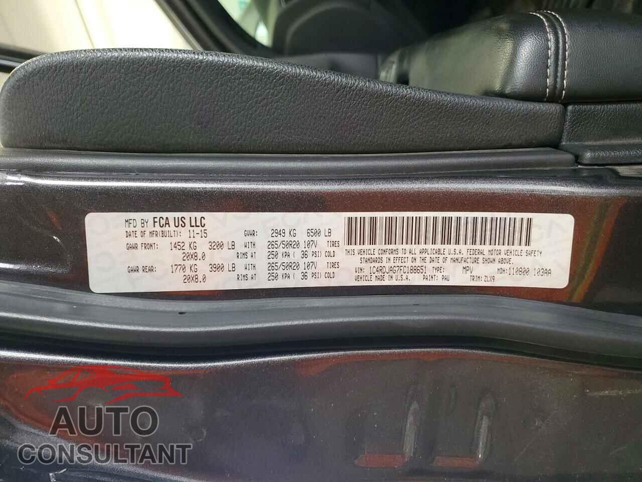 DODGE DURANGO 2015 - 1C4RDJAG7FC188651