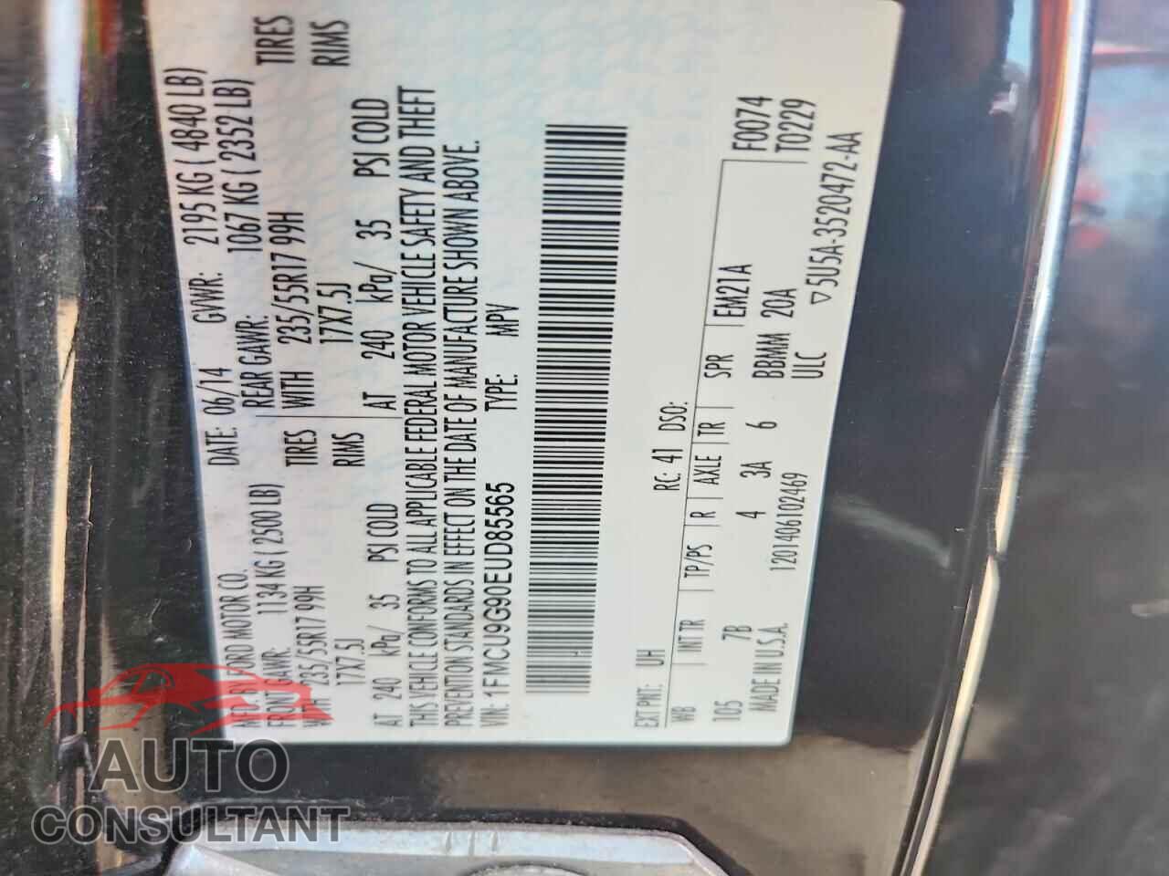 FORD ESCAPE 2014 - 1FMCU9G90EUD85565