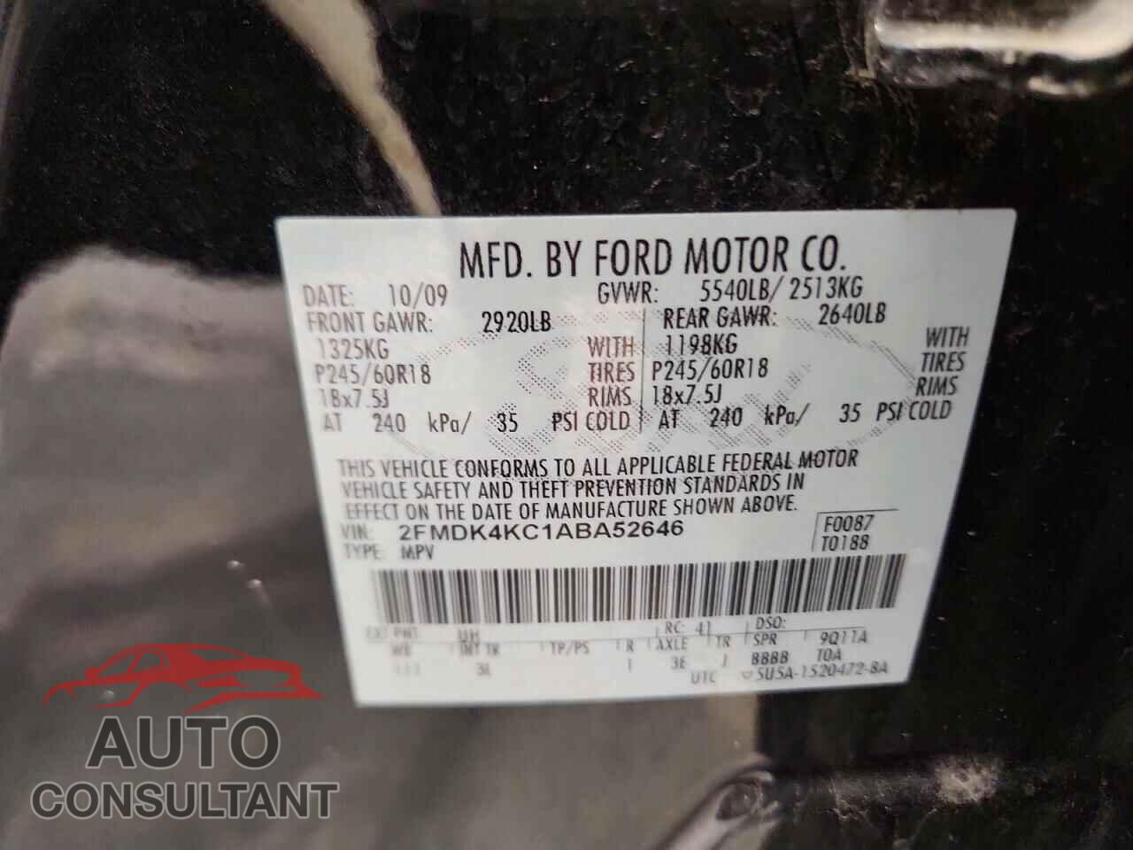 FORD EDGE 2010 - 2FMDK4KC1ABA52646
