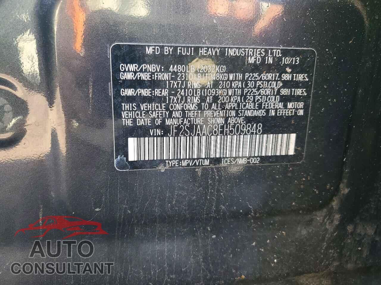 SUBARU FORESTER 2014 - JF2SJAAC8EH509848