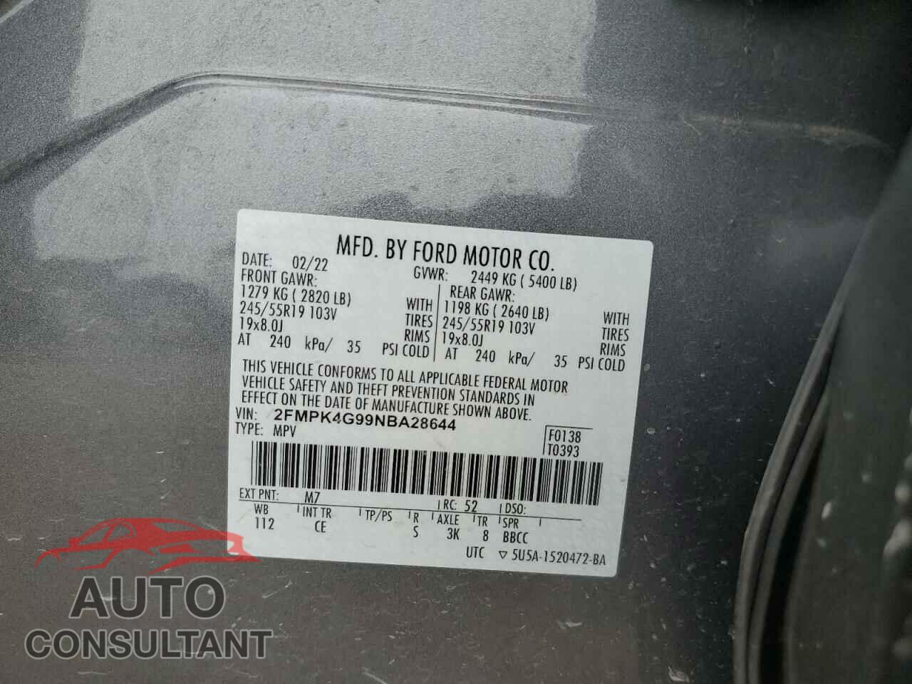 FORD EDGE 2022 - 2FMPK4G99NBA28644