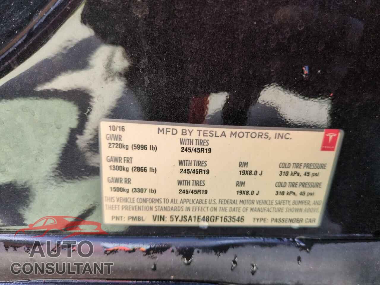 TESLA MODEL S 2016 - 5YJSA1E48GF163546