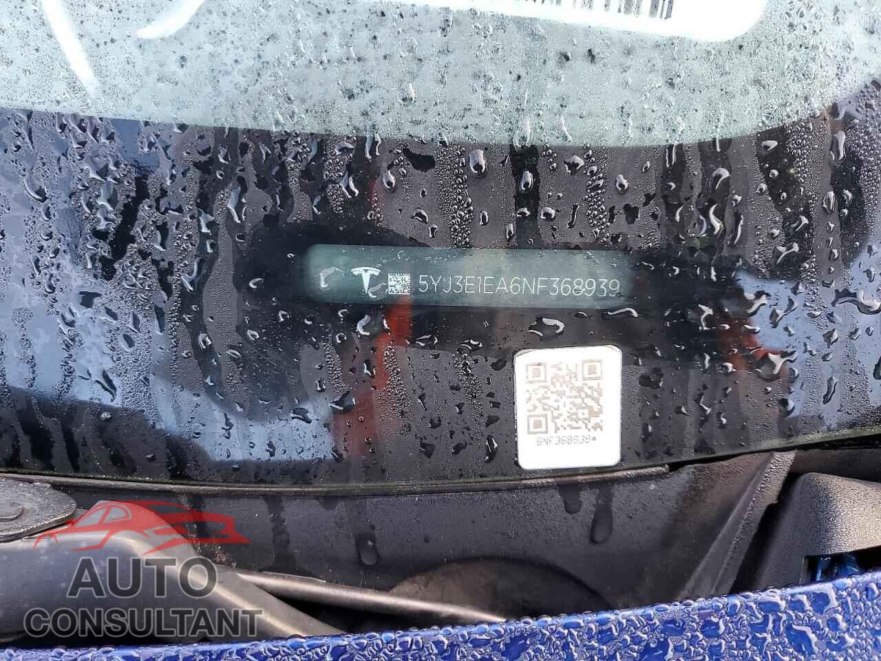 TESLA MODEL 3 2022 - 5YJ3E1EA6NF368939