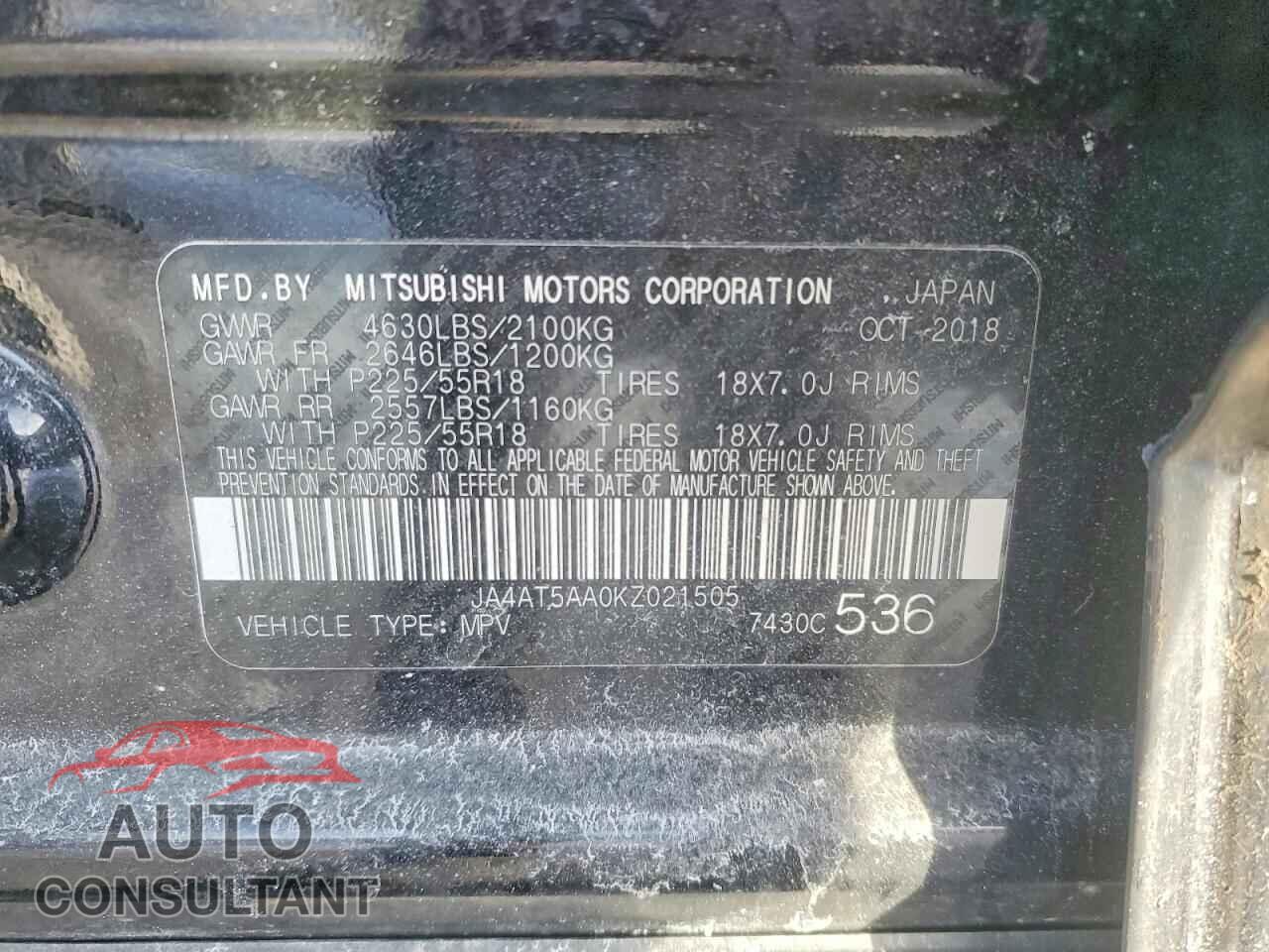 MITSUBISHI ECLIPSE 2019 - JA4AT5AA0KZ021505