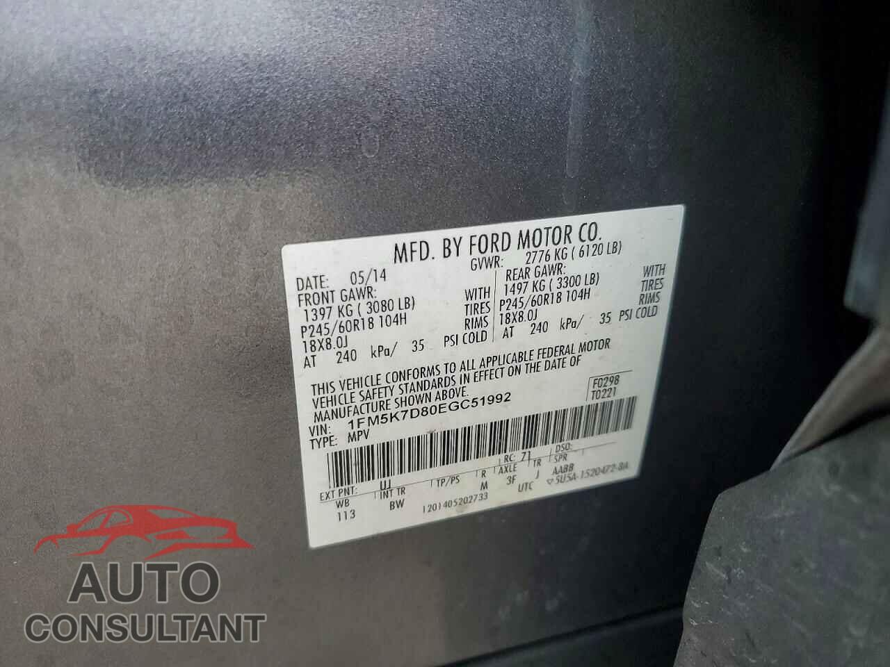 FORD EXPLORER 2014 - 1FM5K7D80EGC51992