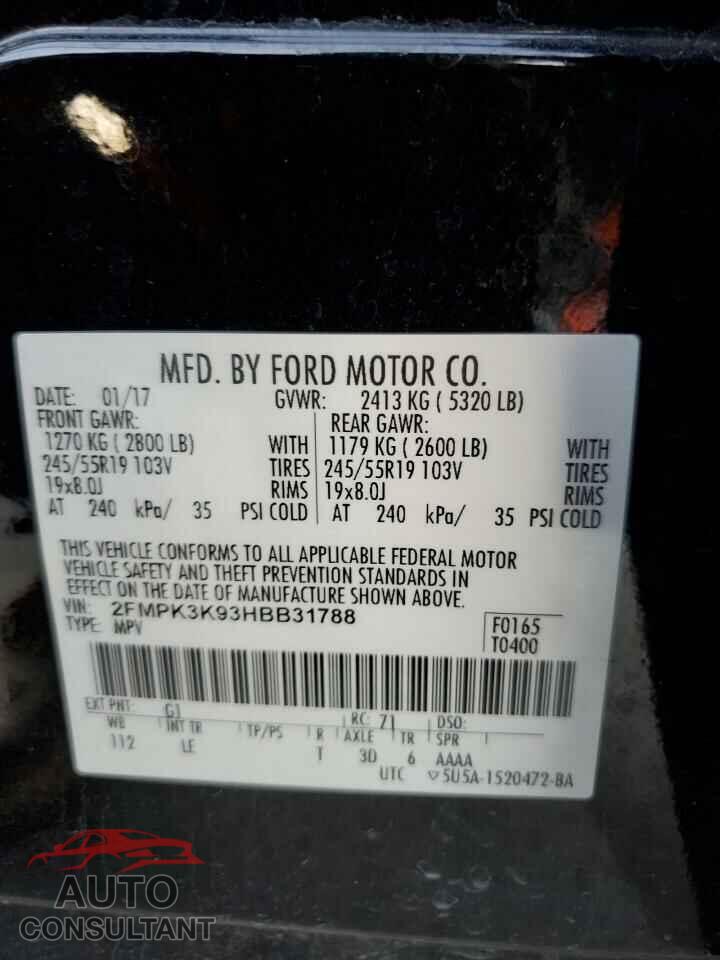 FORD EDGE 2017 - 2FMPK3K93HBB31788