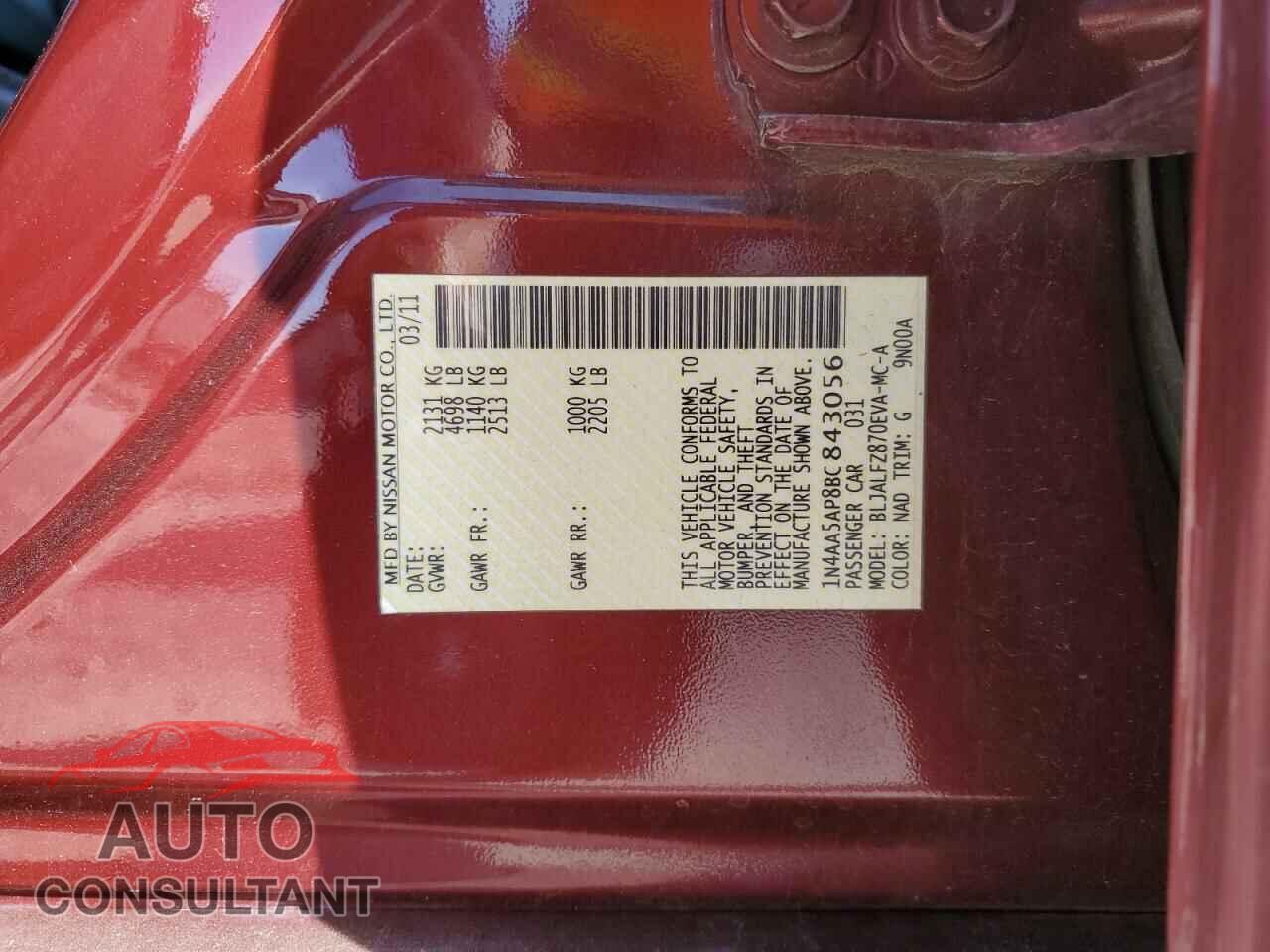 NISSAN MAXIMA 2011 - 1N4AA5AP8BC843056