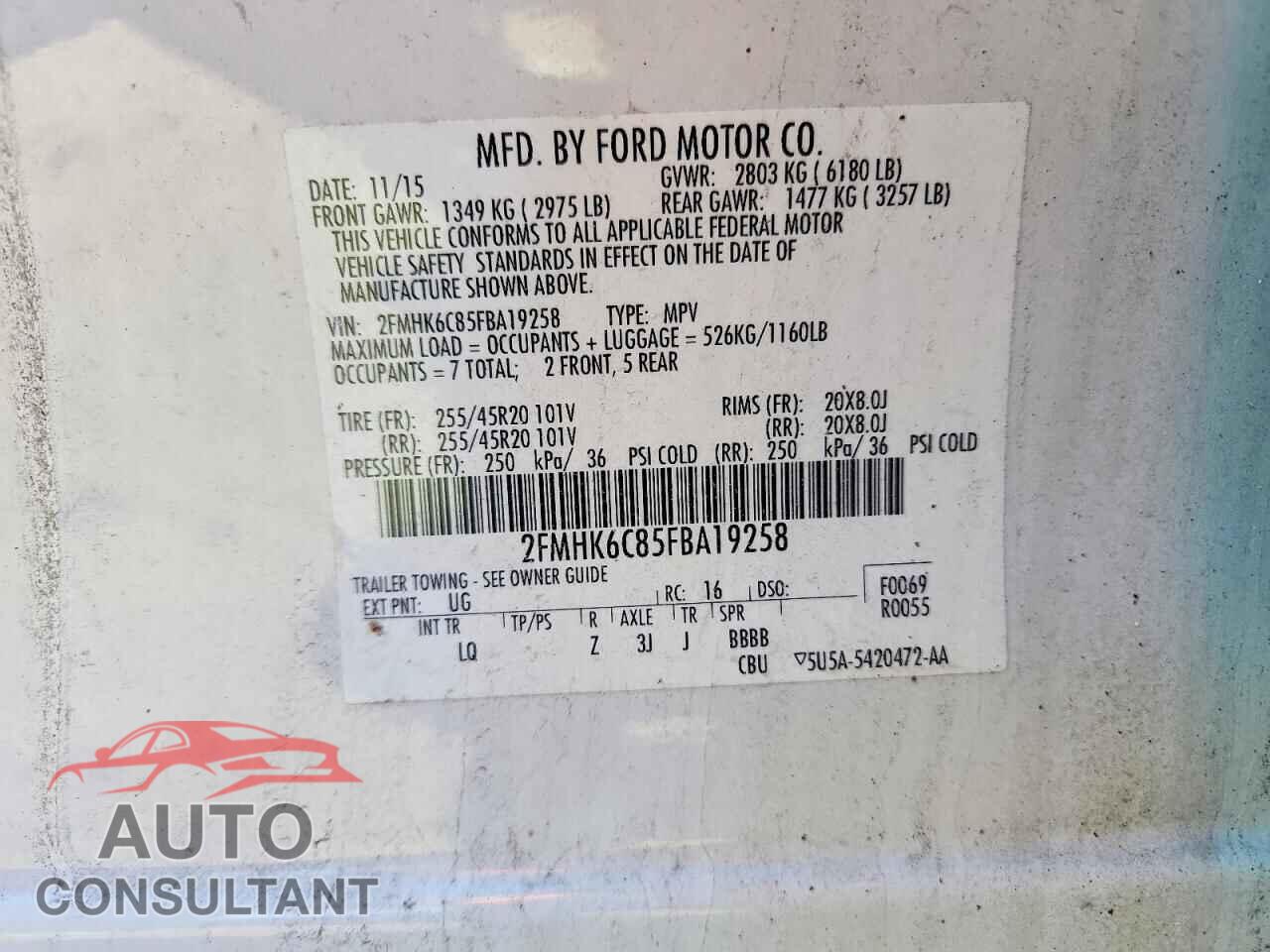 FORD FLEX 2015 - 2FMHK6C85FBA19258