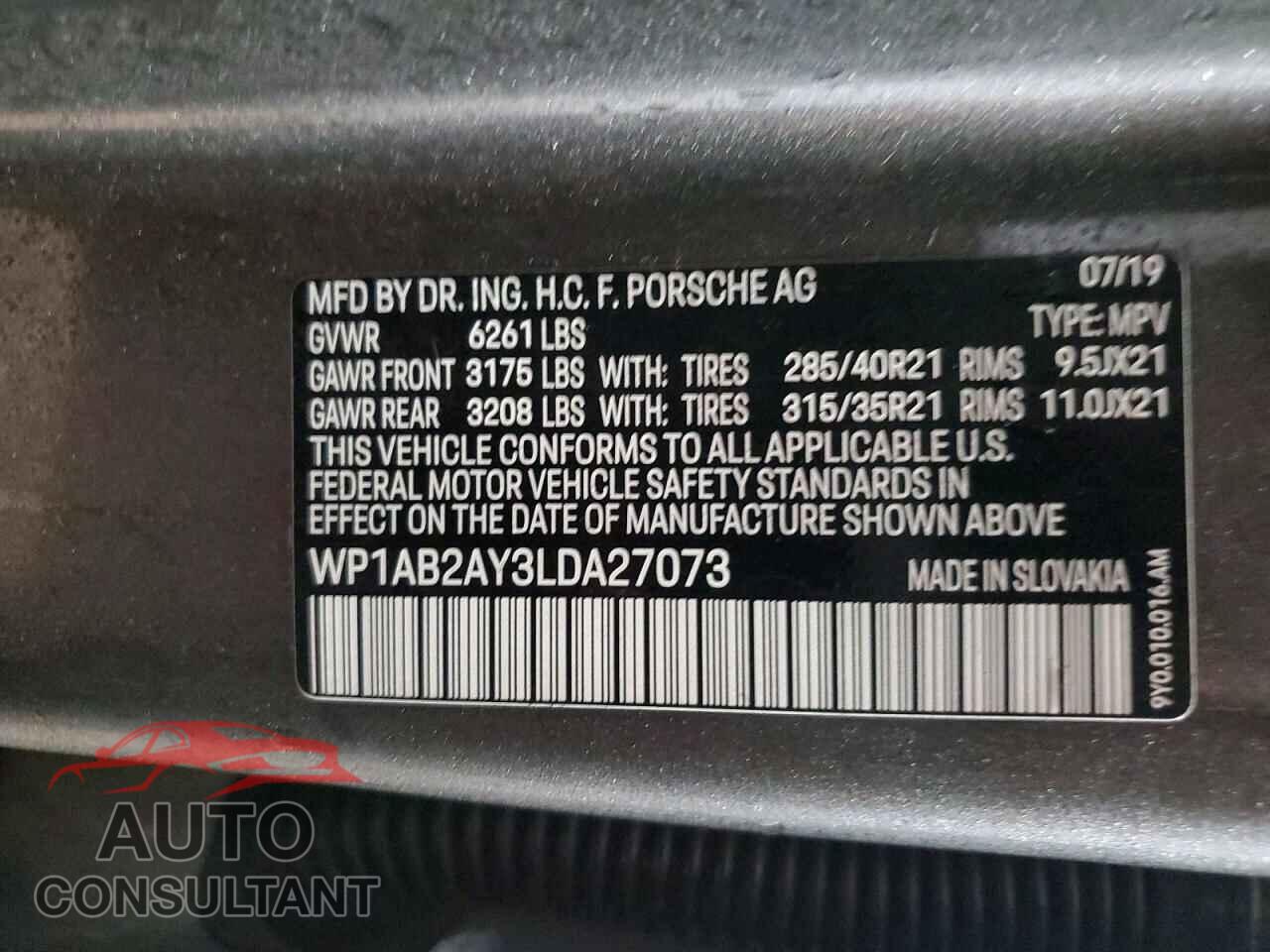 PORSCHE CAYENNE 2020 - WP1AB2AY3LDA27073