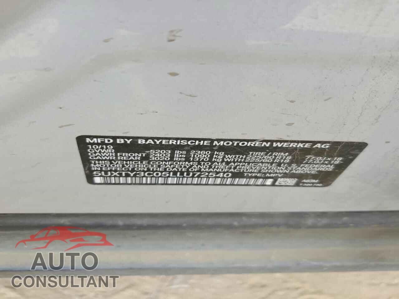 BMW X3 2020 - 5UXTY3C05LLU72540