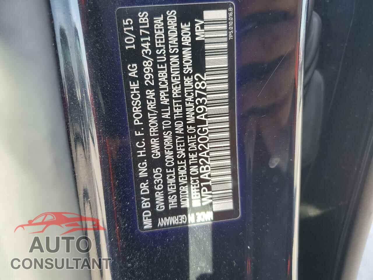PORSCHE CAYENNE 2016 - WP1AB2A20GLA93782