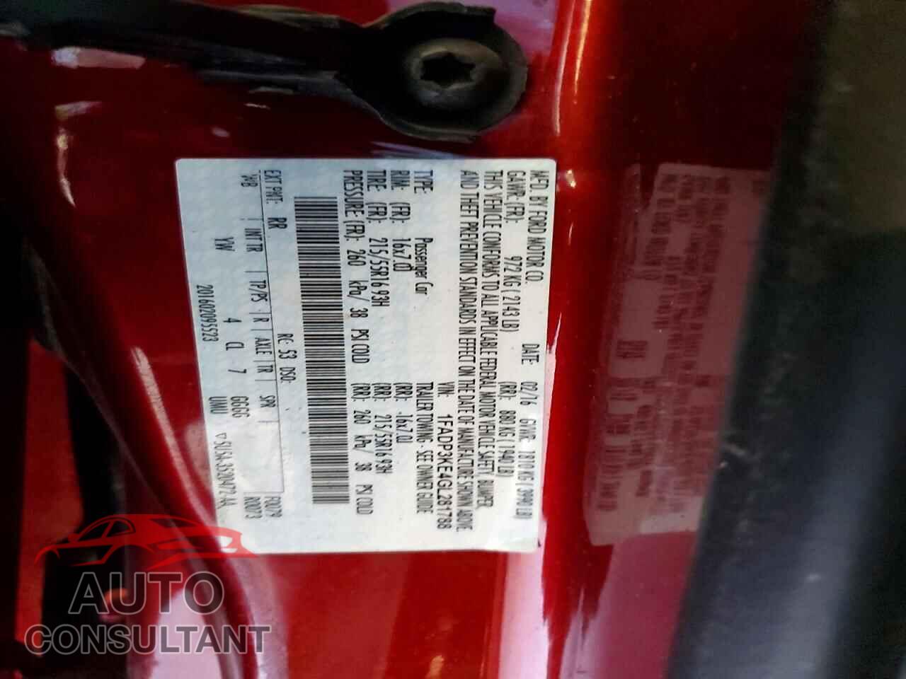 FORD FOCUS 2016 - 1FADP3KE4GL281788