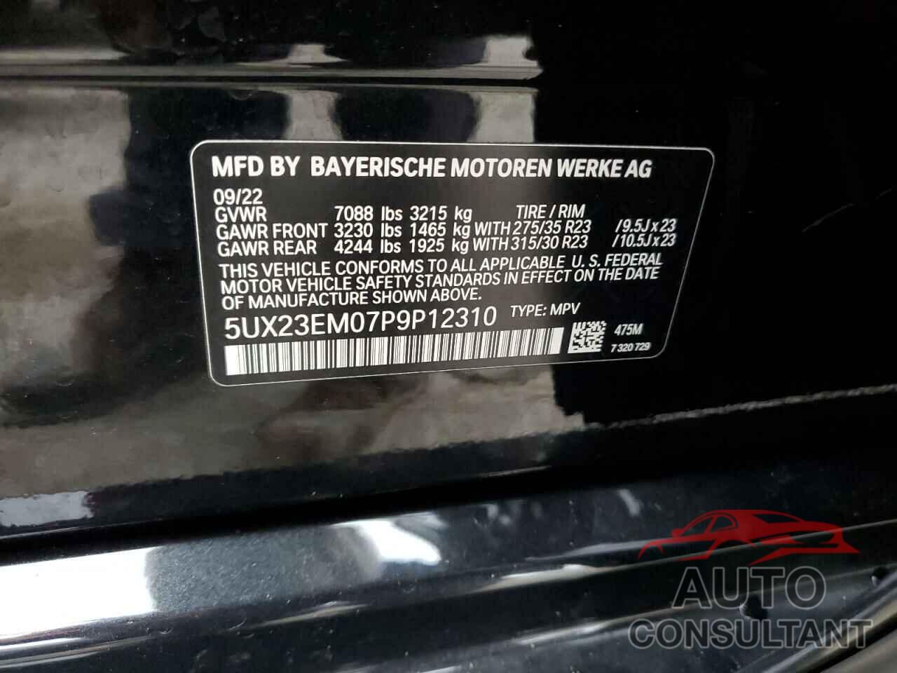 BMW X7 2023 - 5UX23EM07P9P12310
