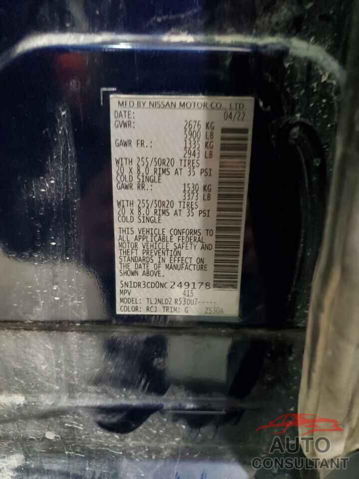 NISSAN PATHFINDER 2022 - 5N1DR3CD0NC249178