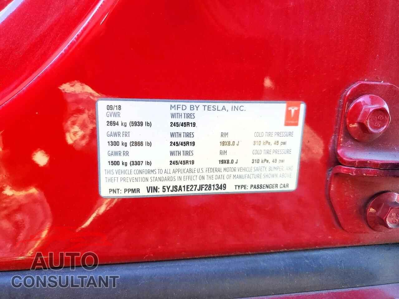 TESLA MODEL S 2018 - 5YJSA1E27JF281349