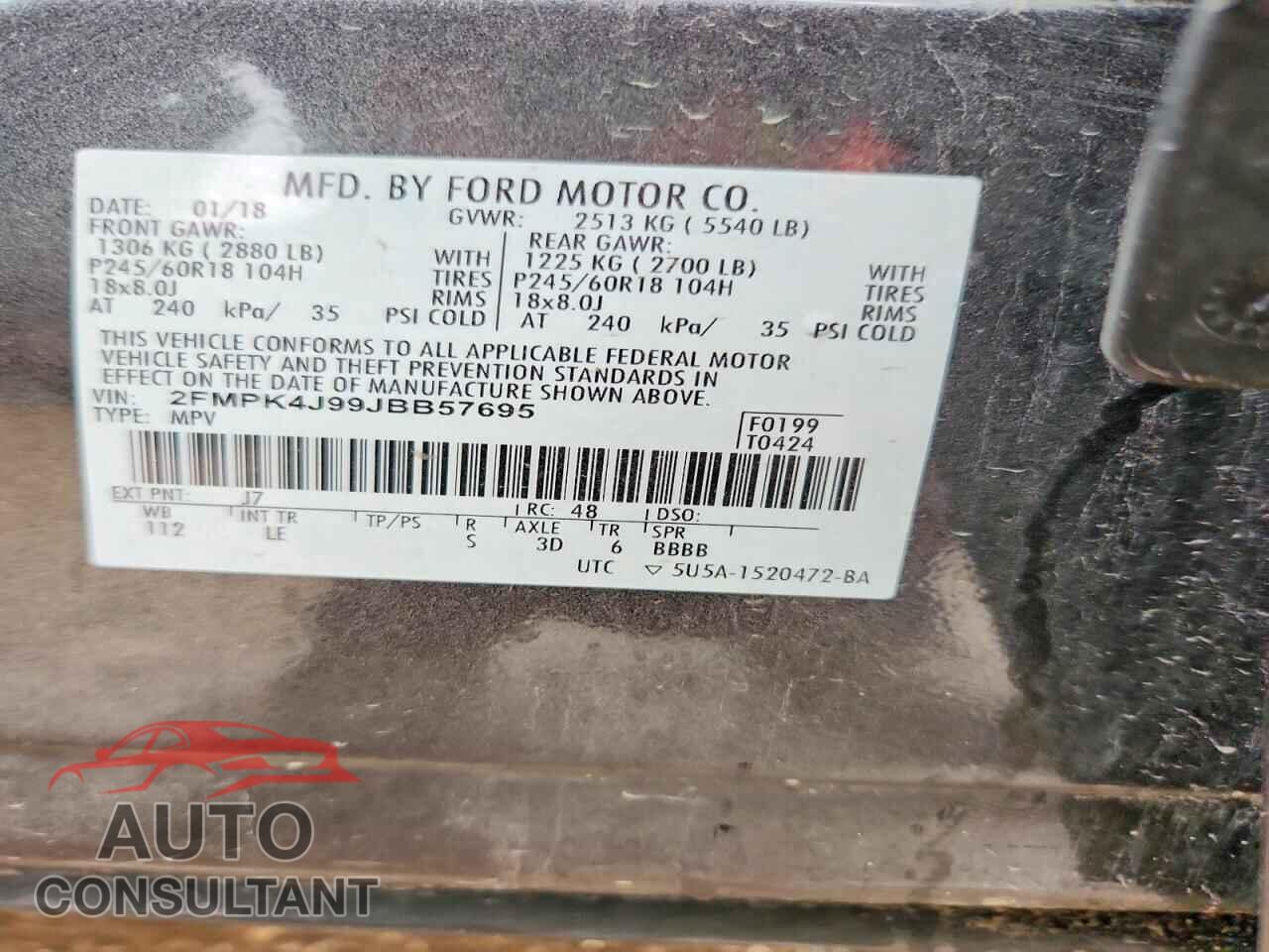 FORD EDGE 2018 - 2FMPK4J99JBB57695
