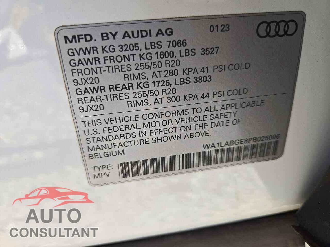 AUDI E-TRON 2023 - WA1LABGE8PB025096