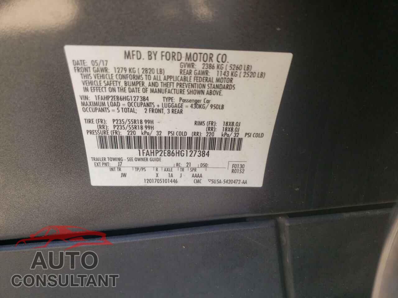 FORD TAURUS 2017 - 1FAHP2E86HG127384