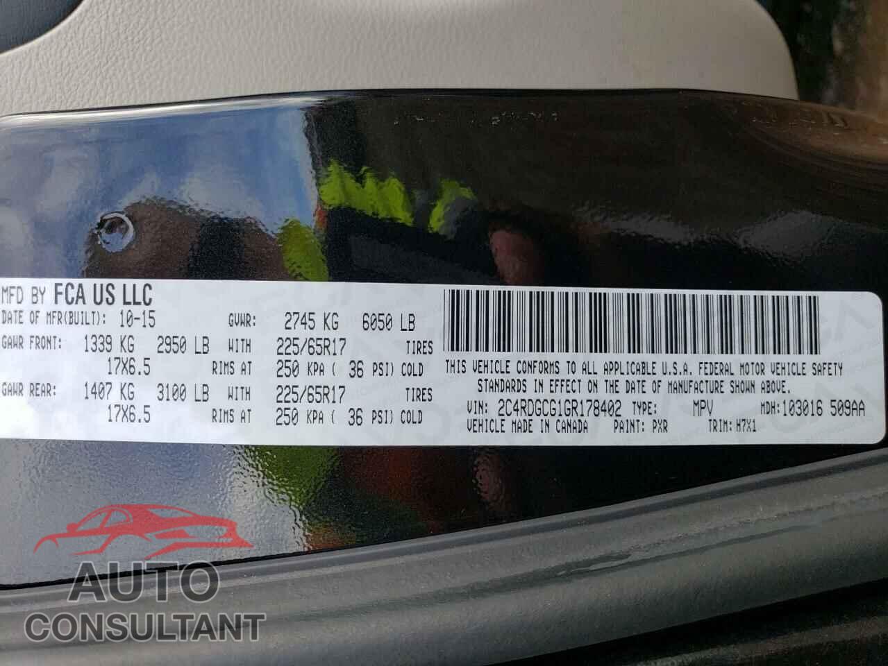 DODGE CARAVAN 2016 - 2C4RDGCG1GR178402