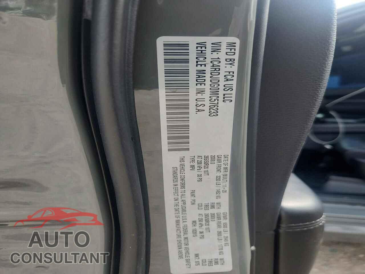 DODGE DURANGO 2021 - 1C4RDJDG0MC576233
