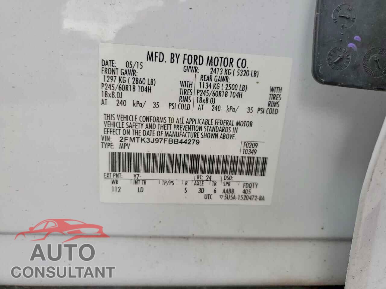 FORD EDGE 2015 - 2FMTK3J97FBB44279