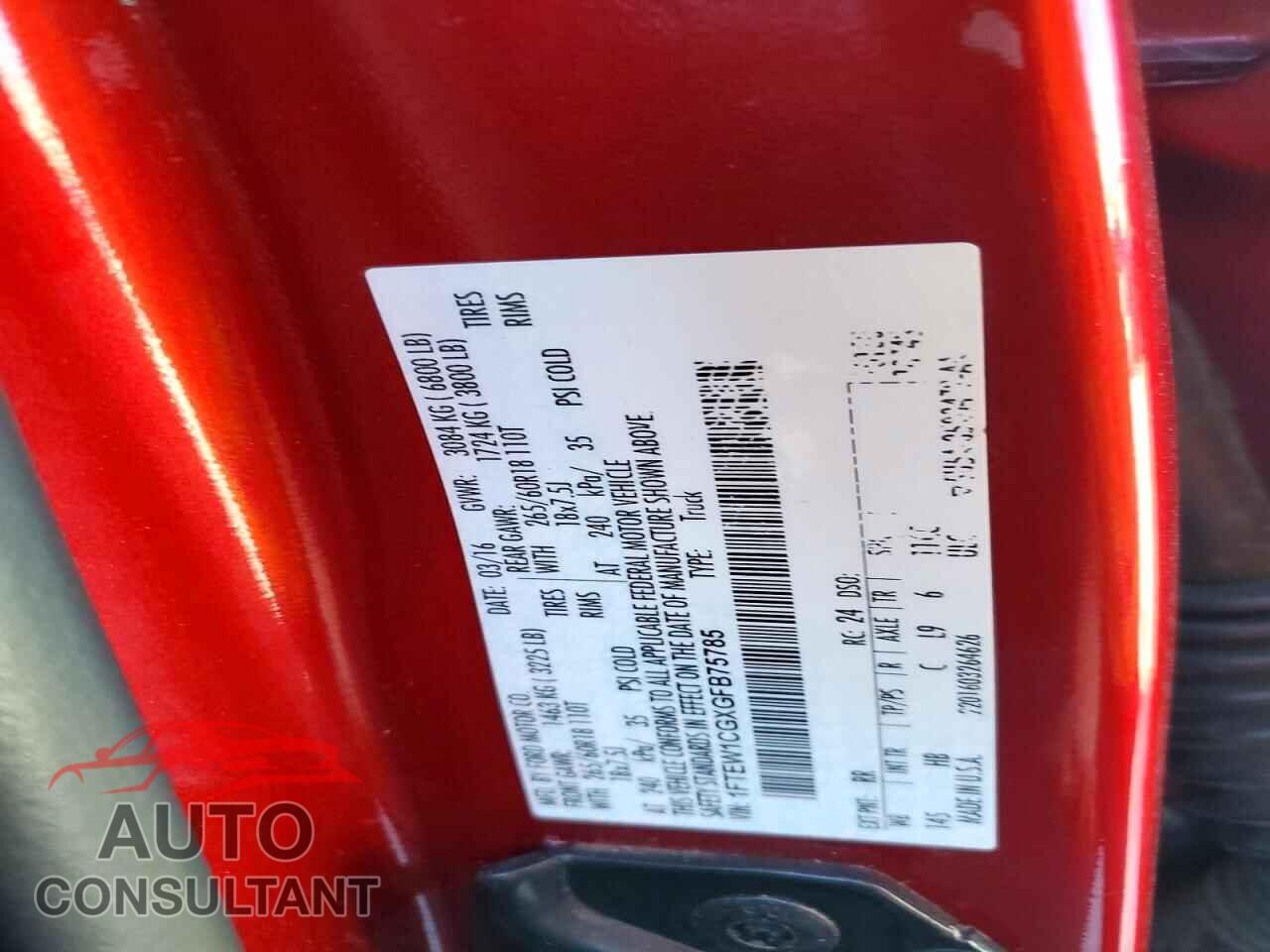 FORD F150 2016 - 1FTEW1CGXGFB75785