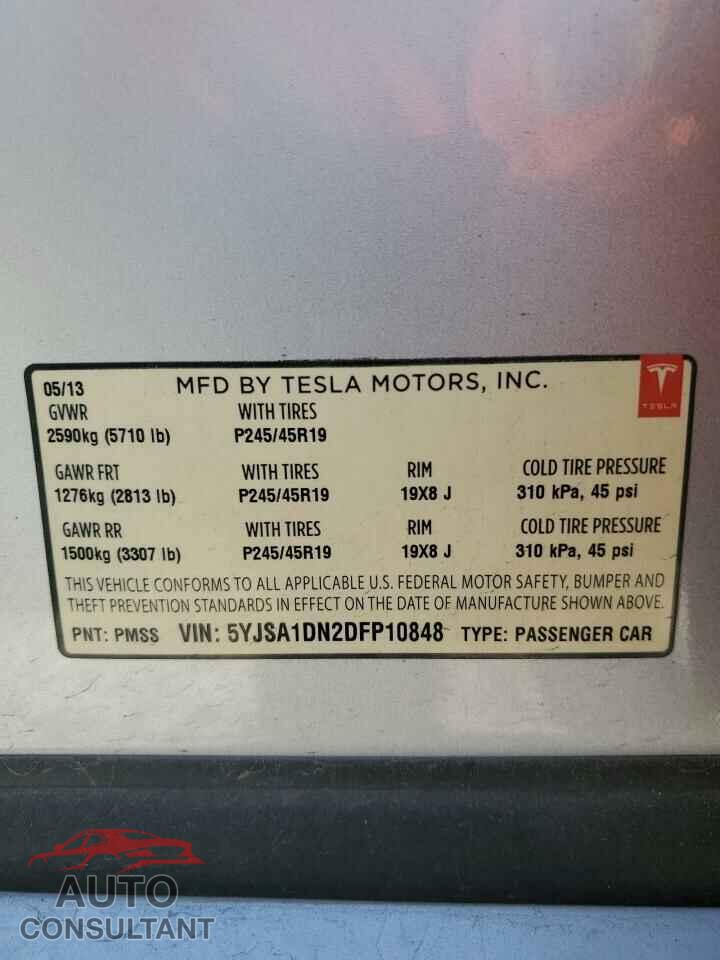 TESLA MODEL S 2013 - 5YJSA1DN2DFP10848