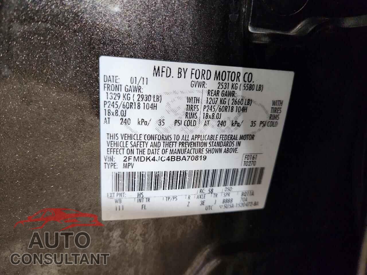 FORD EDGE 2011 - 2FMDK4JC4BBA70819