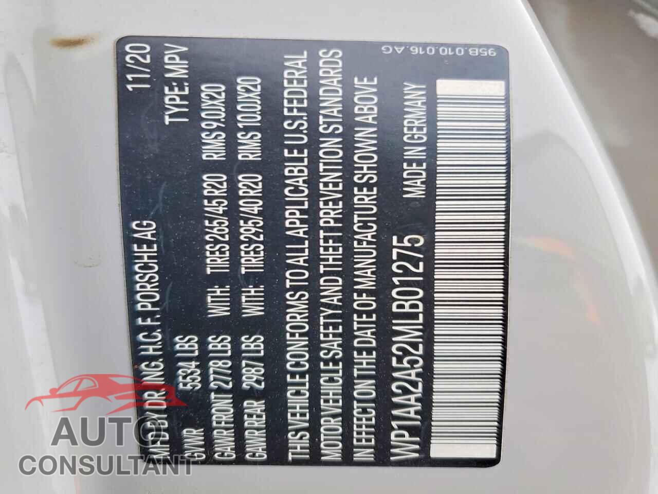 PORSCHE MACAN 2021 - WP1AA2A52MLB01275