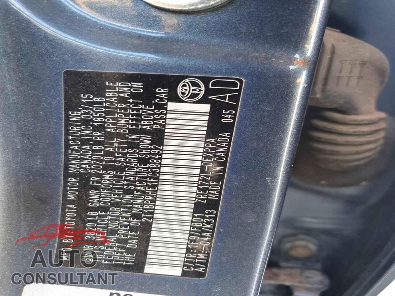 TOYOTA COROLLA 2015 - 2T1BPRHE1FC388492