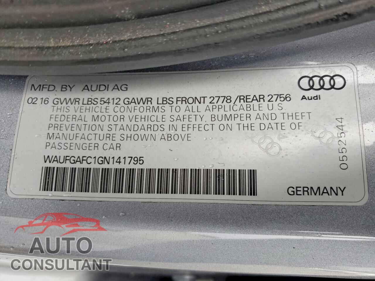 AUDI A6 2016 - WAUFGAFC1GN141795