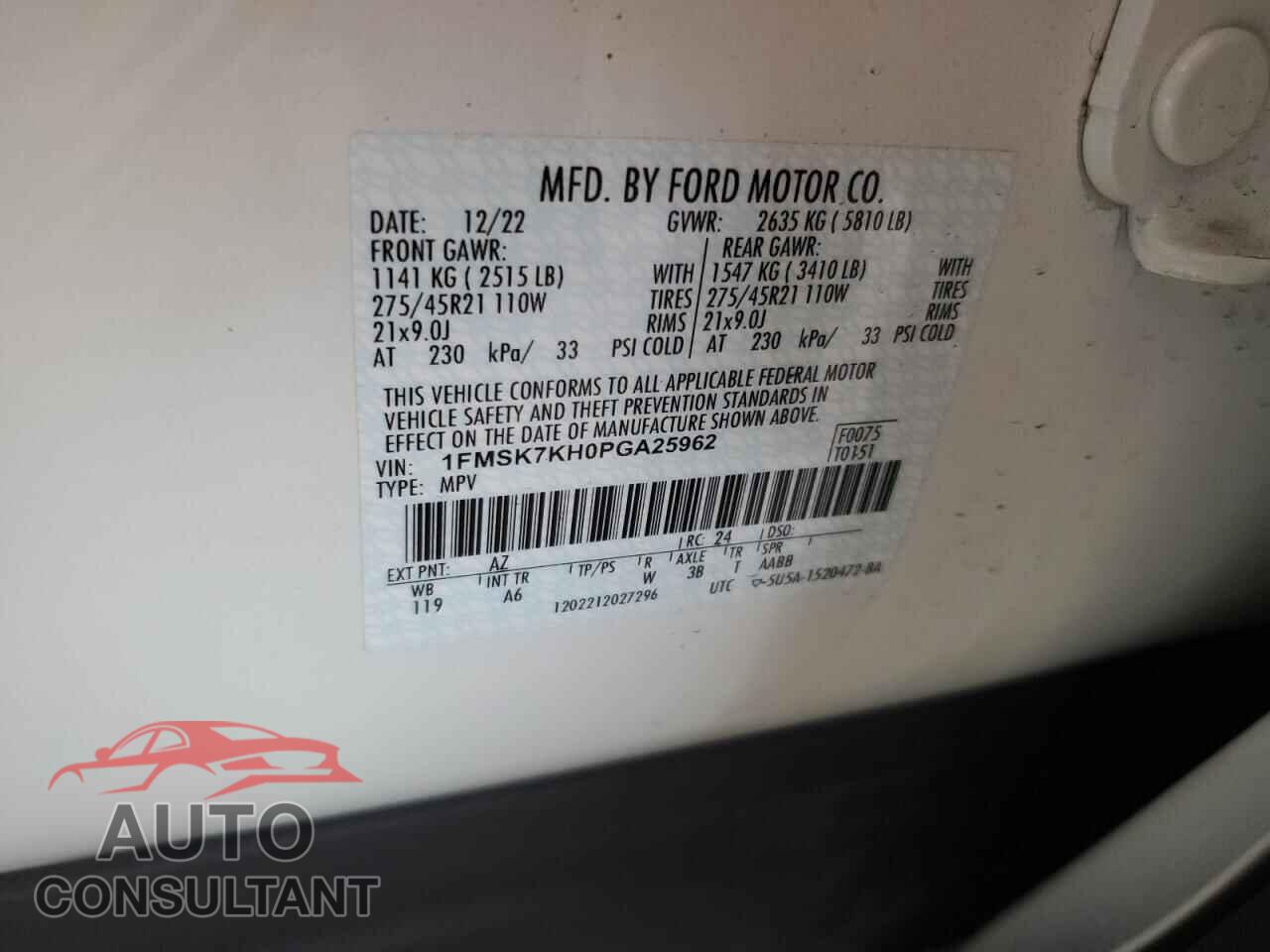 FORD EXPLORER 2023 - 1FMSK7KH0PGA25962
