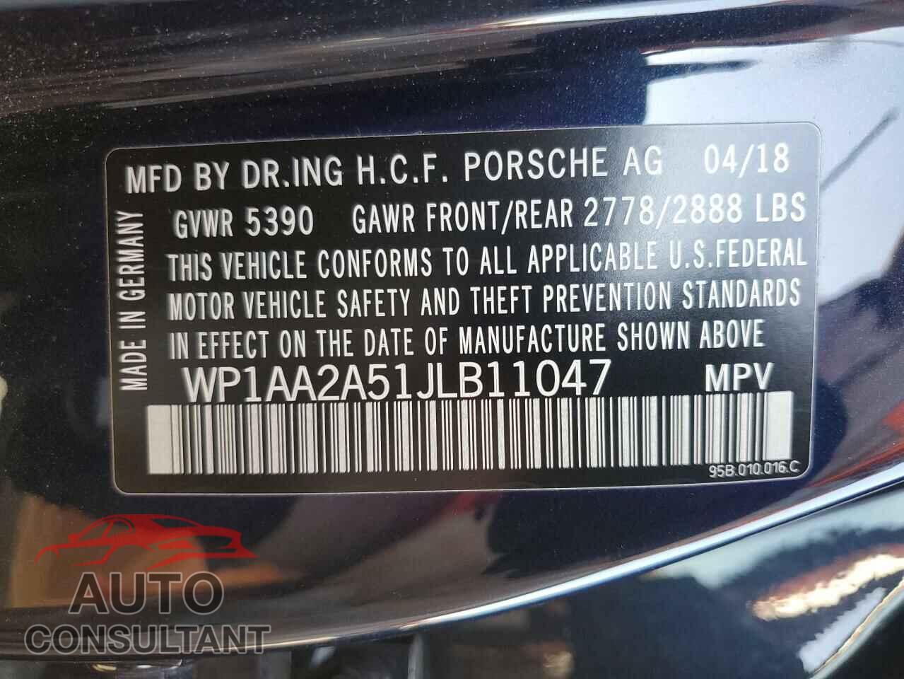 PORSCHE MACAN 2018 - WP1AA2A51JLB11047