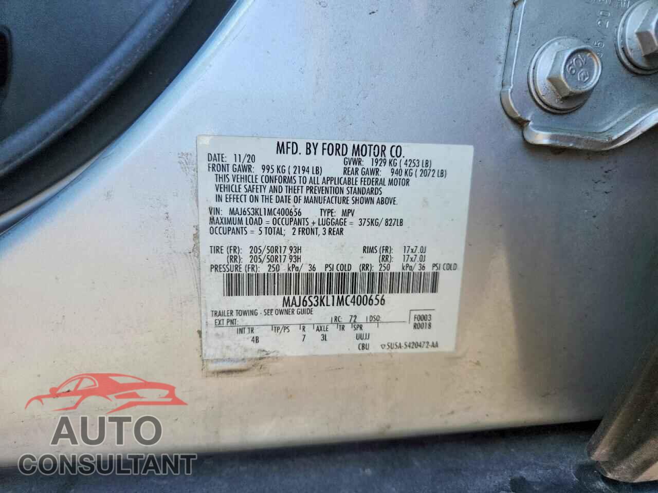 FORD ECOSPORT 2021 - MAJ6S3KL1MC400656