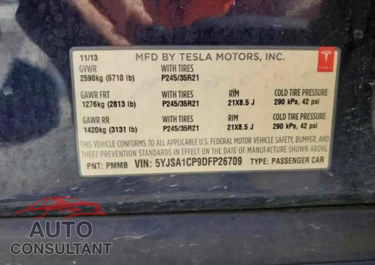 TESLA MODEL S 2013 - 5YJSA1CP9DFP26709