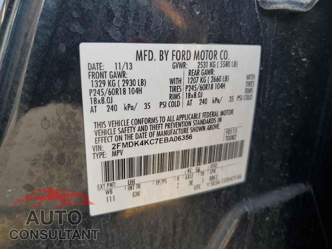FORD EDGE 2014 - 2FMDK4KC7EBA06356