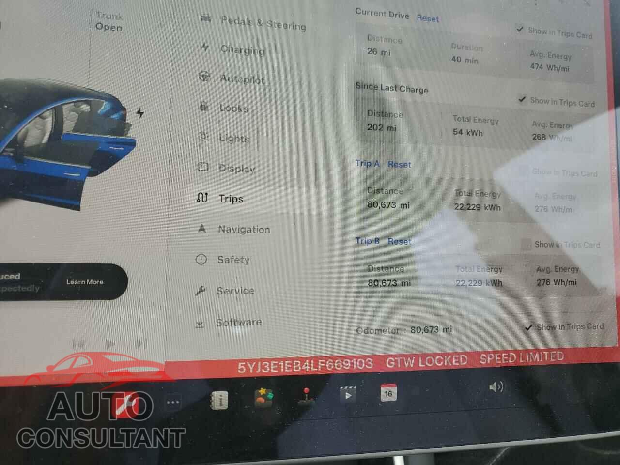 TESLA MODEL 3 2020 - 5YJ3E1EB4LF669103