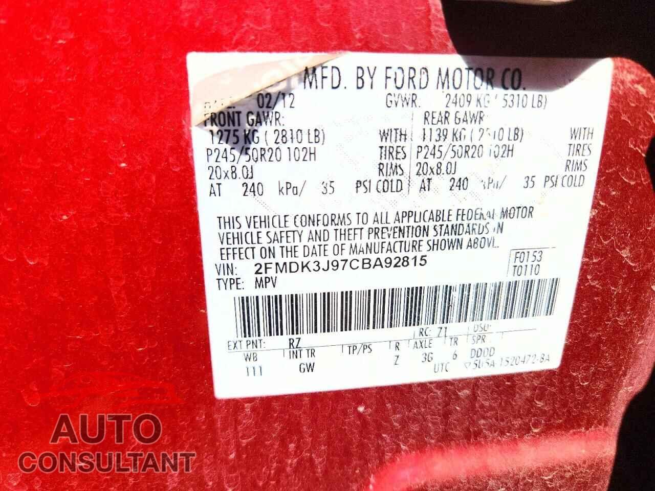 FORD EDGE 2012 - 2FMDK3J97CBA92815