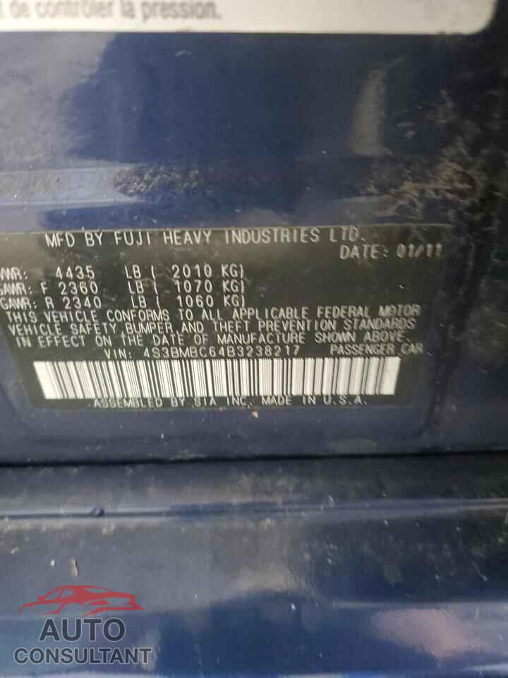 SUBARU LEGACY 2011 - 4S3BMBC64B3238217
