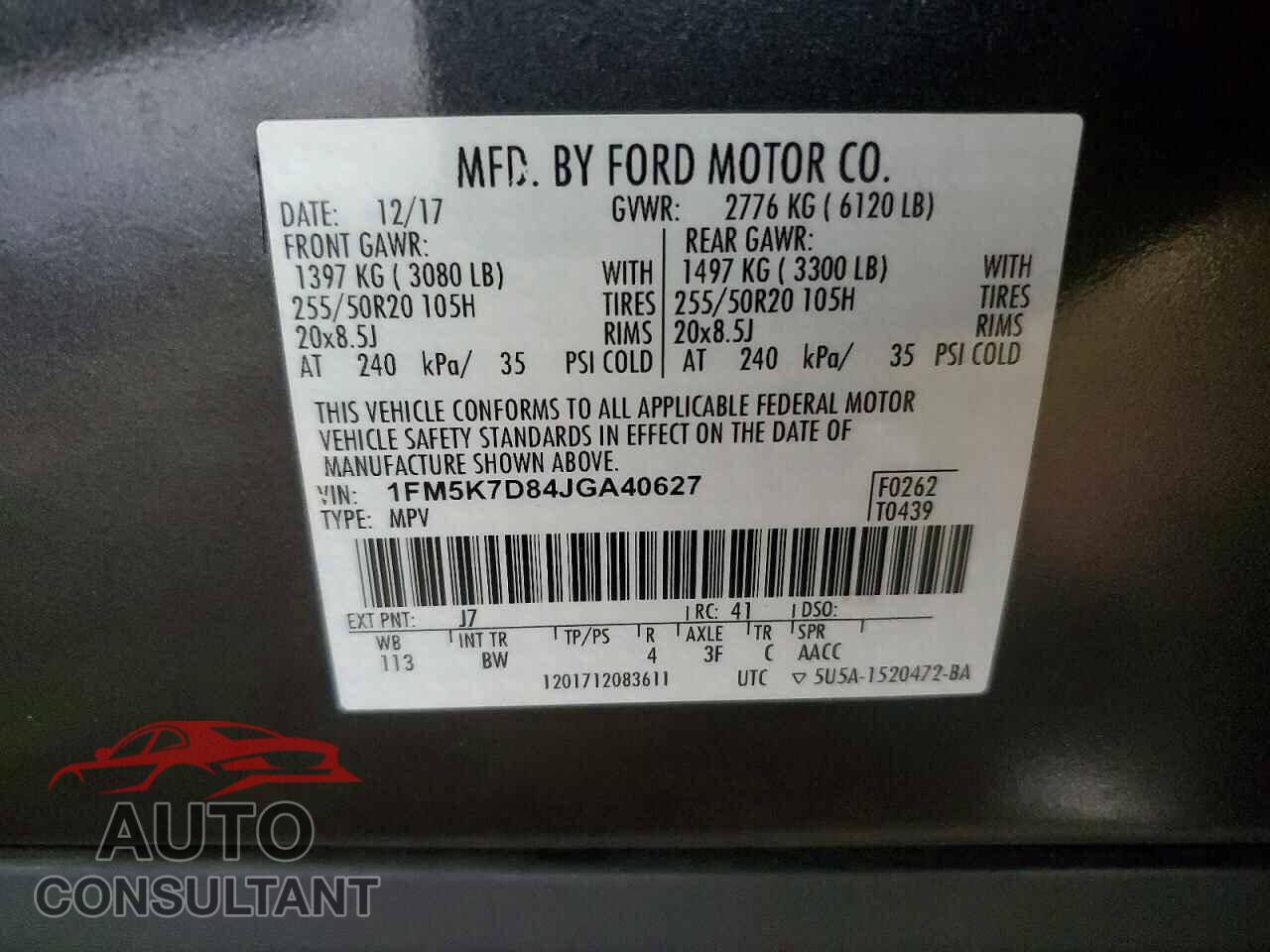 FORD EXPLORER 2018 - 1FM5K7D84JGA40627