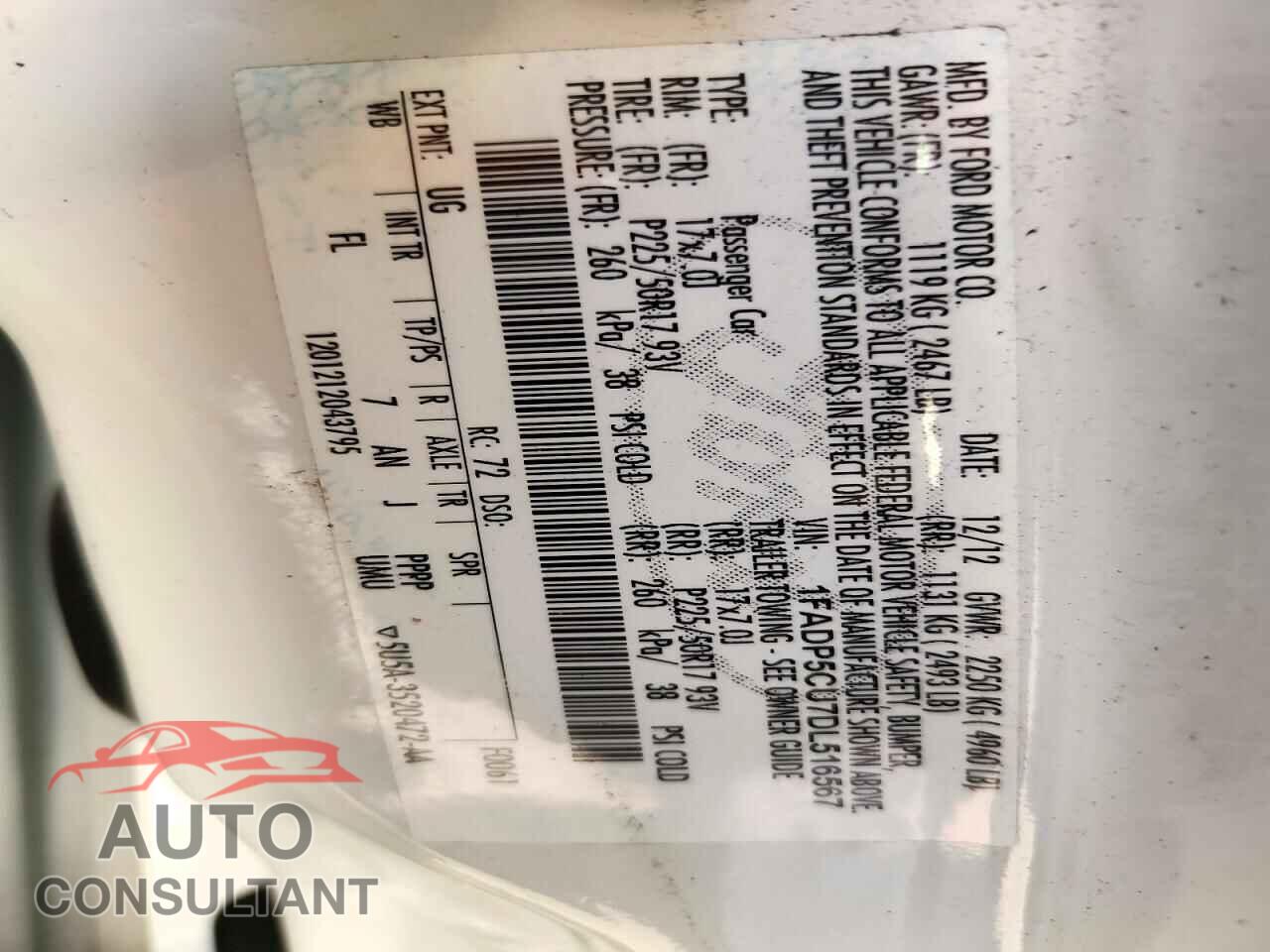 FORD CMAX 2013 - 1FADP5CU7DL516567