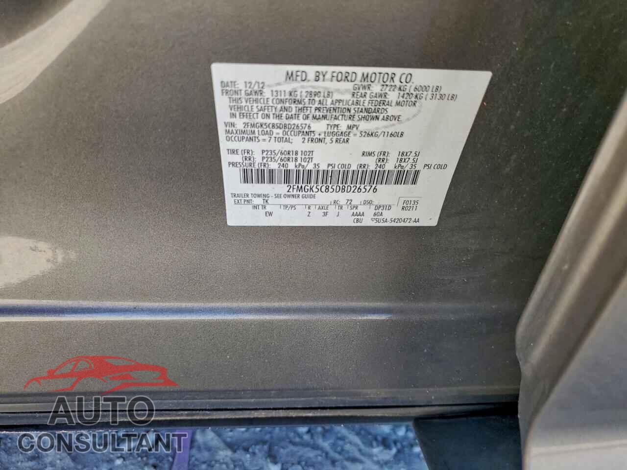 FORD FLEX 2013 - 2FMGK5C85DBD26576