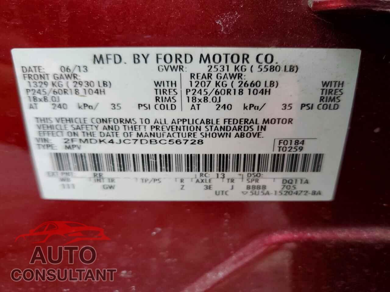 FORD EDGE 2013 - 2FMDK4JC7DBC56728